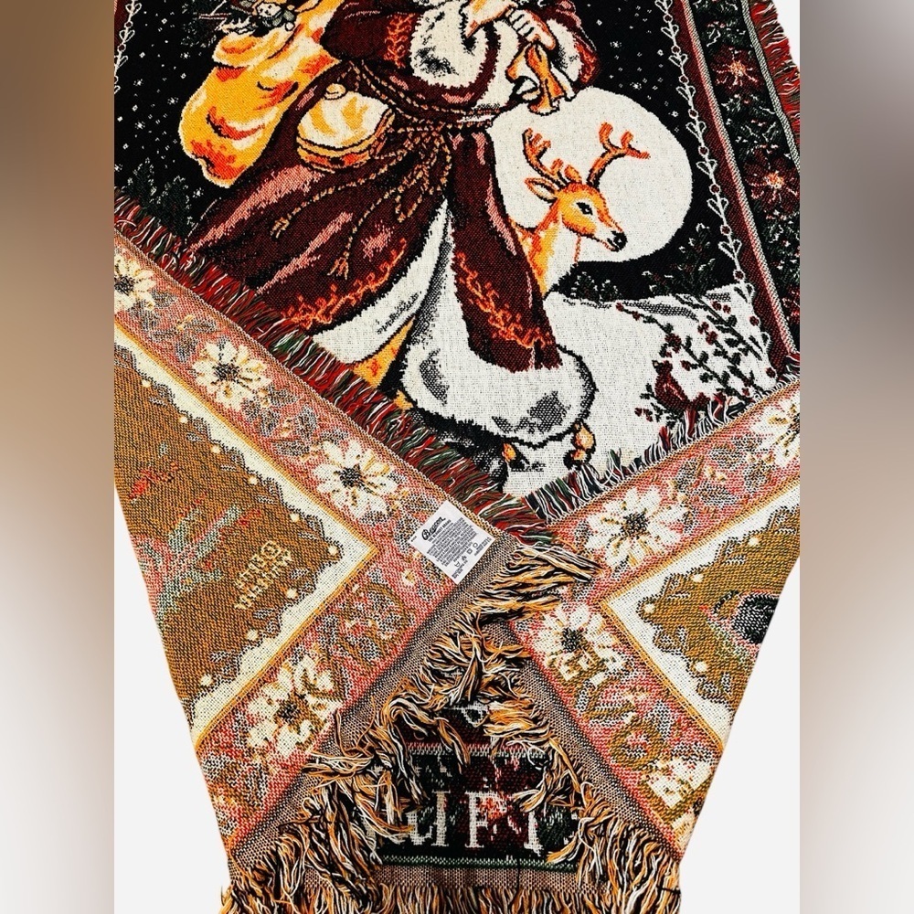 Vintage Beacon Christmas Santa Claus Tapestry Throw Blanket Holiday Decor - Picture 6 of 7